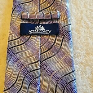 Stafford Silk Tie, Purple, Silver & Black